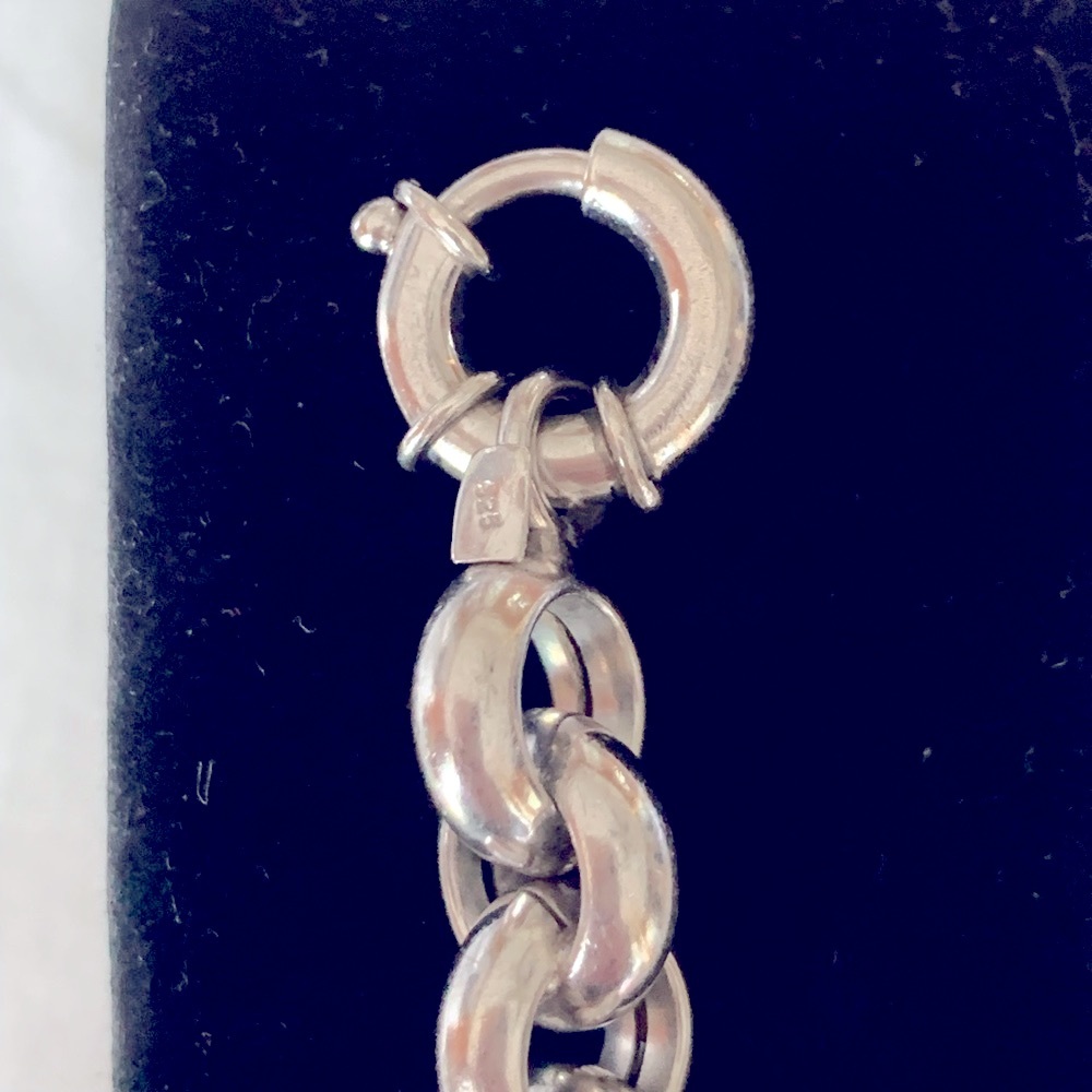 Sterling Silver 925 Robo Medium Link Sterling Bracelet Trigger Latch For Secure - Picture 13 of 13